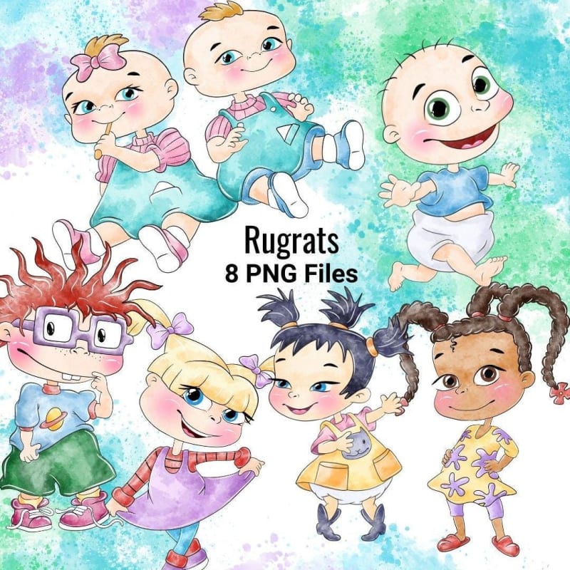 Rugrats Clipart Bundle Nickelodeon 90s Cartoon Watercolor PNG (Digital Download)
