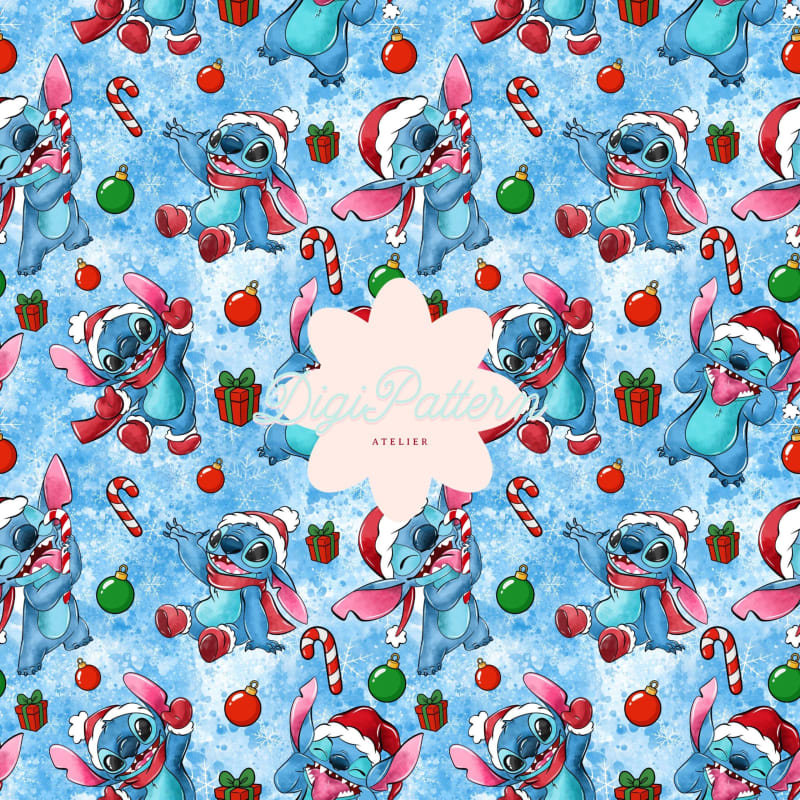Stitch Christmas Seamless Pattern Holiday Watercolor Paper (Digital Download)