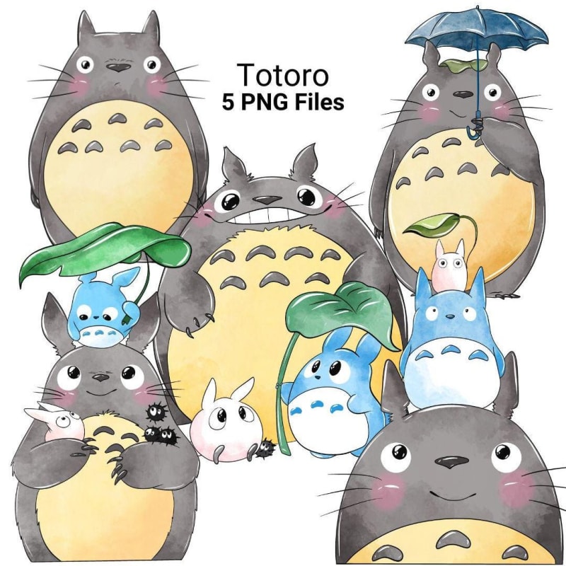 Totoro Watercolor Clipart Bundle Studio Ghibli PNG (Digital Download)