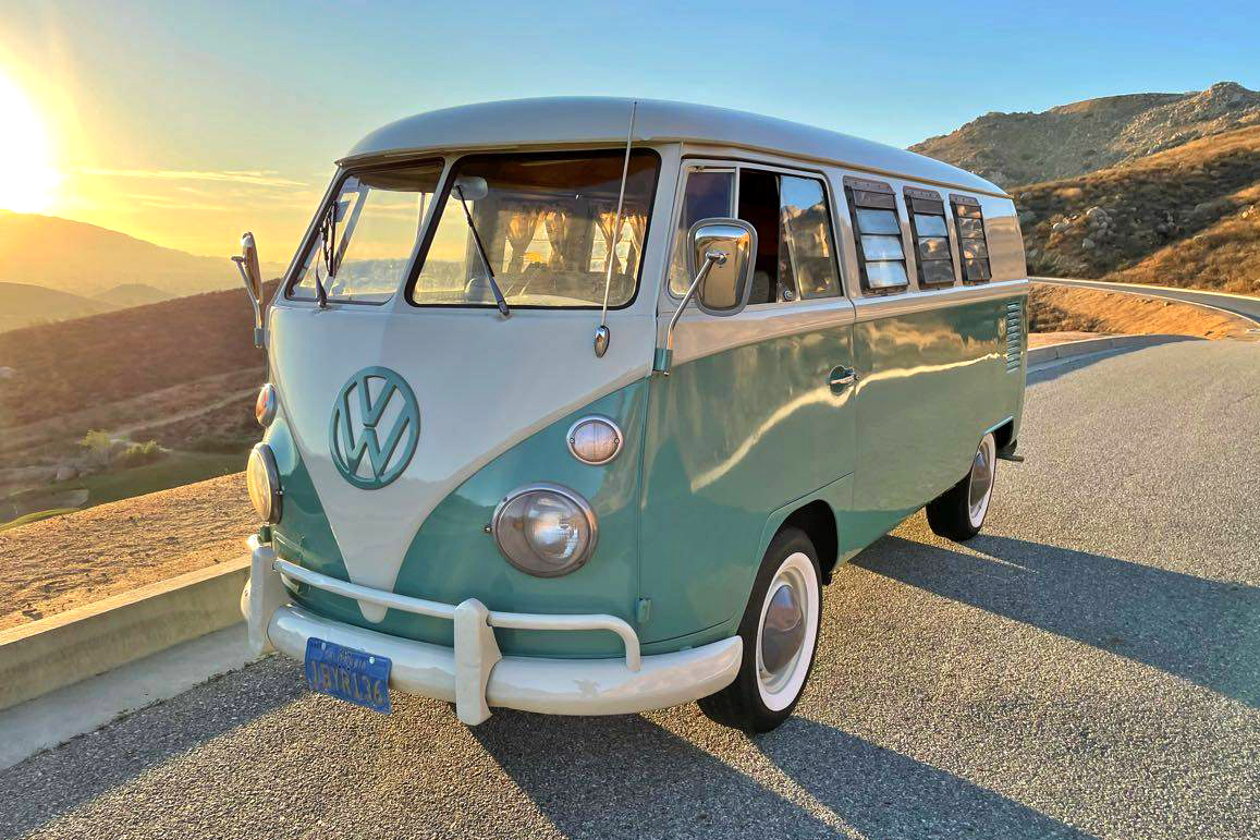 vw bus with 10 windows on top