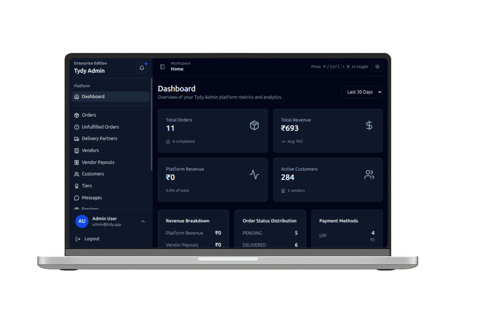 Tydy Laundry — website screenshot