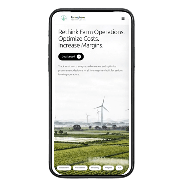 FarmSphere — mobile view