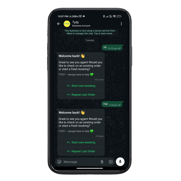 Tydy Laundry — mobile view