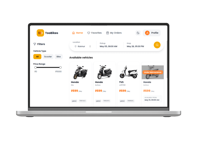 Toobikes — website screenshot