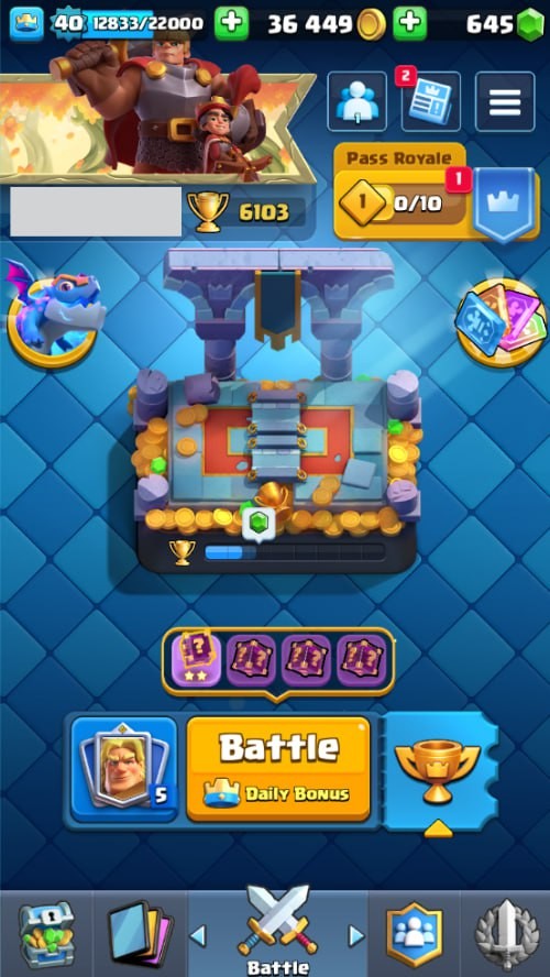 Clash Royale Account (IOS/ANDROID) – Level 40 | Kings Tower 13 | 6103 Trophies | 116 Cards | 27 Emotes | 645 Gems | 36,000 Gold