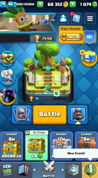 Clash Royale Account (IOS/ANDROID) – Level 46 | Kings Tower 14 | 7548 Trophies | 116 Cards | 27 Emotes | 1074 Gems | 68,000 Gold