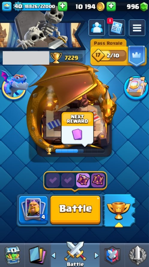 Clash Royale Account (IOS/Android) – Level 40 | Kings Tower 13 | 7229 Trophy | 119 Cards | 30 Emotes | 996 Gems | 10 k Gold