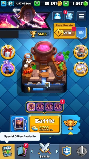 Clash Royale Account (IOS/Android) – Level 34 | Kings Tower 12 | 5683 Trophy | 105 Cards | 15 Emotes | 1057 Gems | 25 k Gold Clash Royale Account (IOS/Android) – Level 34 | Kings Tower 12 | 5683 Trophy | 105 Cards | 15 Emotes | 1057 Gems | 25 k Gold