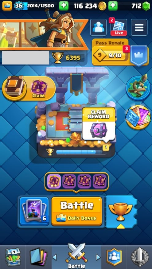 Clash Royale Account (IOS/Android) – Level 36 | Kings Tower 12 | 6395 Trophy | 114 Cards | 35 Emotes | 712 Gems | 116 k Gold Clash Royale Account (IOS/Android) – Level 36 | Kings Tower 12 | 6395 Trophy | 114 Cards | 35 Emotes | 712 Gems | 116 k Gold
