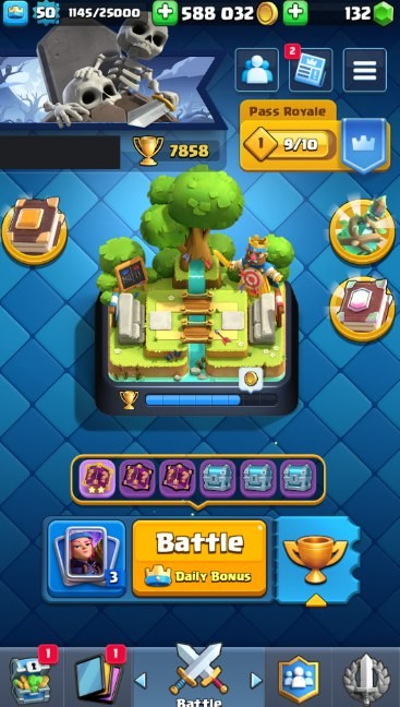 Clash Royale Account (IOS/Android) – Level 50 | Kings Tower 14 | 7858 Trophy | 118 Cards | 56 Emotes | 132 Gems | 588 k Gold
