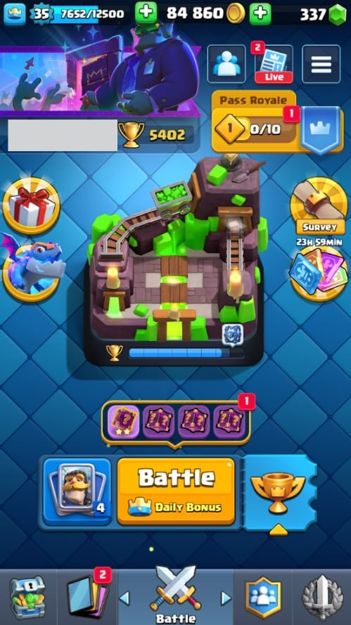 Clash Royale Account (IOS/Android) – Level 35 | Kings Tower 12 | 5402 Trophy | 104 Cards | 17 Emotes | 337 Gems | 84 k Gold Clash Royale Account (IOS/Android) – Level 35 | Kings Tower 12 | 5402 Trophy | 104 Cards | 17 Emotes | 337 Gems | 84 k Gold
