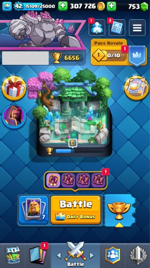 Clash Royale Account (IOS/Android) – Level 42 | Kings Tower 14 | 6656 Trophy | 116 Cards | 25 Emotes | 753 Gems | 307 k Gold
