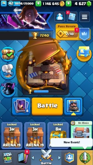 Clash Royale Account (IOS/Android) – Level 42 | Kings Tower 14 | 7240 Trophy | 112 Cards | 19 Emotes | 4627 Gems | 1,14 kk Gold
