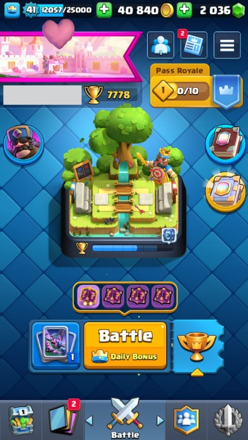 Clash Royale Account (IOS/Android) – Level 41 | Kings Tower 13 | 7778 Trophy | 119 Cards | 40 Emotes | 2036 Gems | 40 k Gold