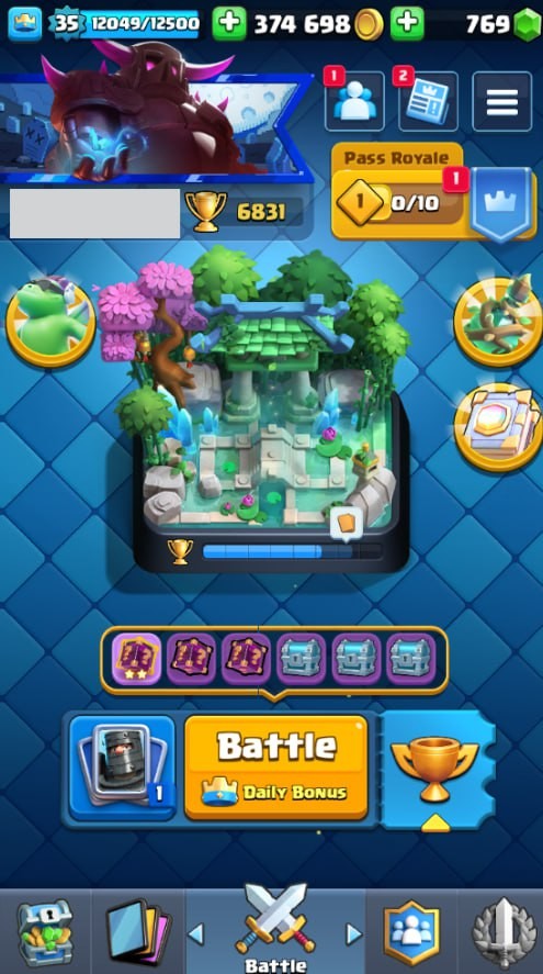 Clash Royale Account (IOS/Android) – Level 35 | Kings Tower 12 | 6831 Trophy | 113 Cards | 15 Emotes | 769 Gems | 374 k Gold Clash Royale Account (IOS/Android) – Level 35 | Kings Tower 12 | 6831 Trophy | 113 Cards | 15 Emotes | 769 Gems | 374 k Gold