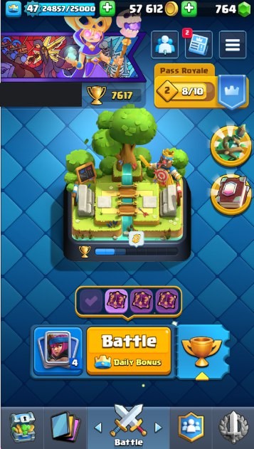 Clash Royale Account (IOS/Android) – Level 47 | Kings Tower 14 | 6773 Trophy | 117 Cards | 42 Emotes | 764 Gems | 57 k Gold