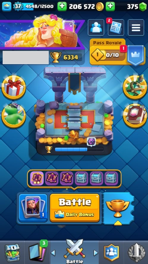 Clash Royale Account (IOS/Android) – Level 37 | Kings Tower 12 | 6334 Trophy | 113 Cards | 20 Emotes | 375 Gems | 206 k Gold Clash Royale Account (IOS/Android) – Level 37 | Kings Tower 12 | 6334 Trophy | 113 Cards | 20 Emotes | 375 Gems | 206 k Gold