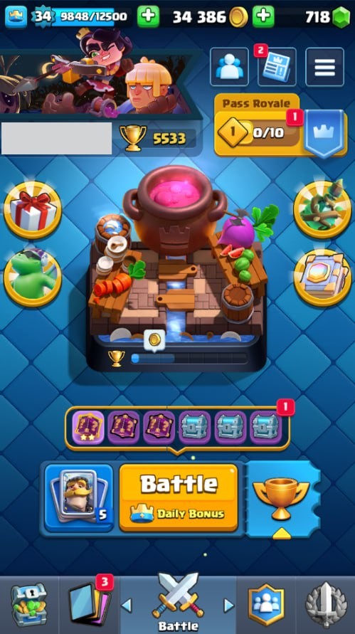 Clash Royale Account (IOS/Android) – Level 34 | Kings Tower 12 | 5533 Trophy | 106 Cards | 11 Emotes | 718 Gems | 34 k Gold Clash Royale Account (IOS/Android) – Level 34 | Kings Tower 12 | 5533 Trophy | 106 Cards | 11 Emotes | 718 Gems | 34 k Gold