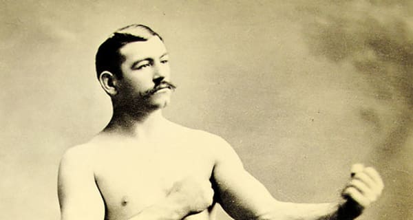 John L. Sullivan, letzter Bare-Knuckle-Weltmeister im Schwergewicht, um 1882