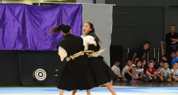 A Shorinji Kempo paired form at a budo demonstration in Sydney, 2016