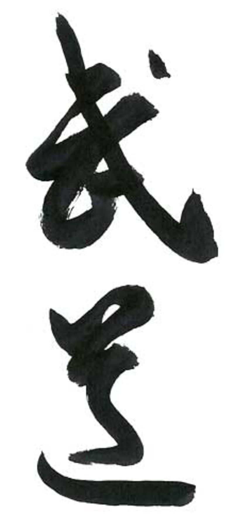 Kalligrafie des Begriffs Budō (武道), gepinselt von Kondo Katsuyuki