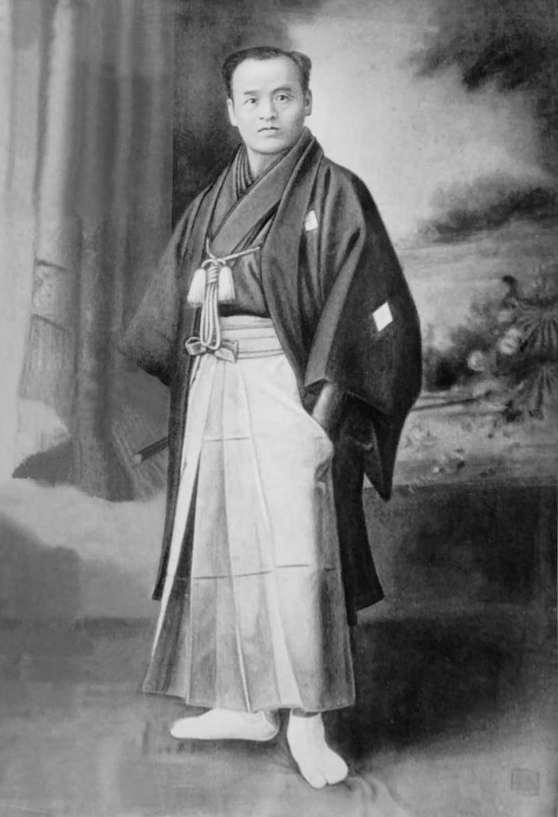 Takeda Sokaku, Begründer des Daitō-ryū Aiki-Jūjutsu, historische Porträtaufnahme