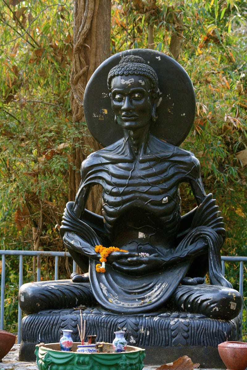 Statue des fastenden Siddhartha — Sinnbild asketischer Übung, Wat Umong, Thailand