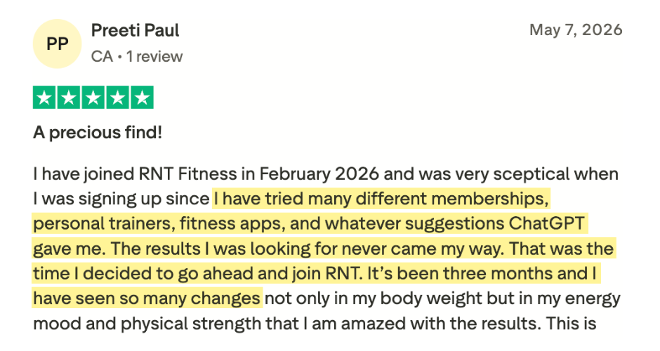Trustpilot review from Preeti