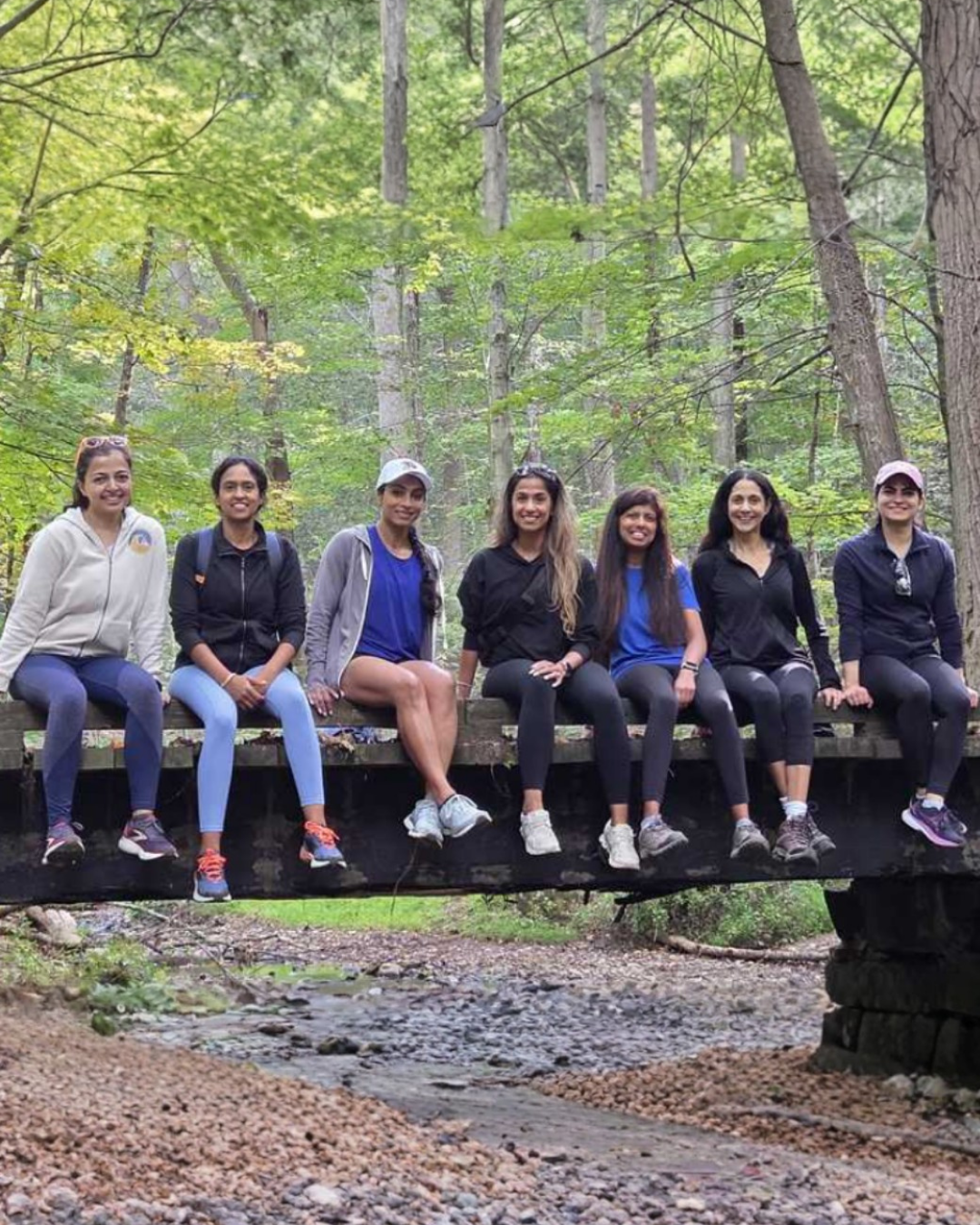 Payal Shah hiking with her referred friends