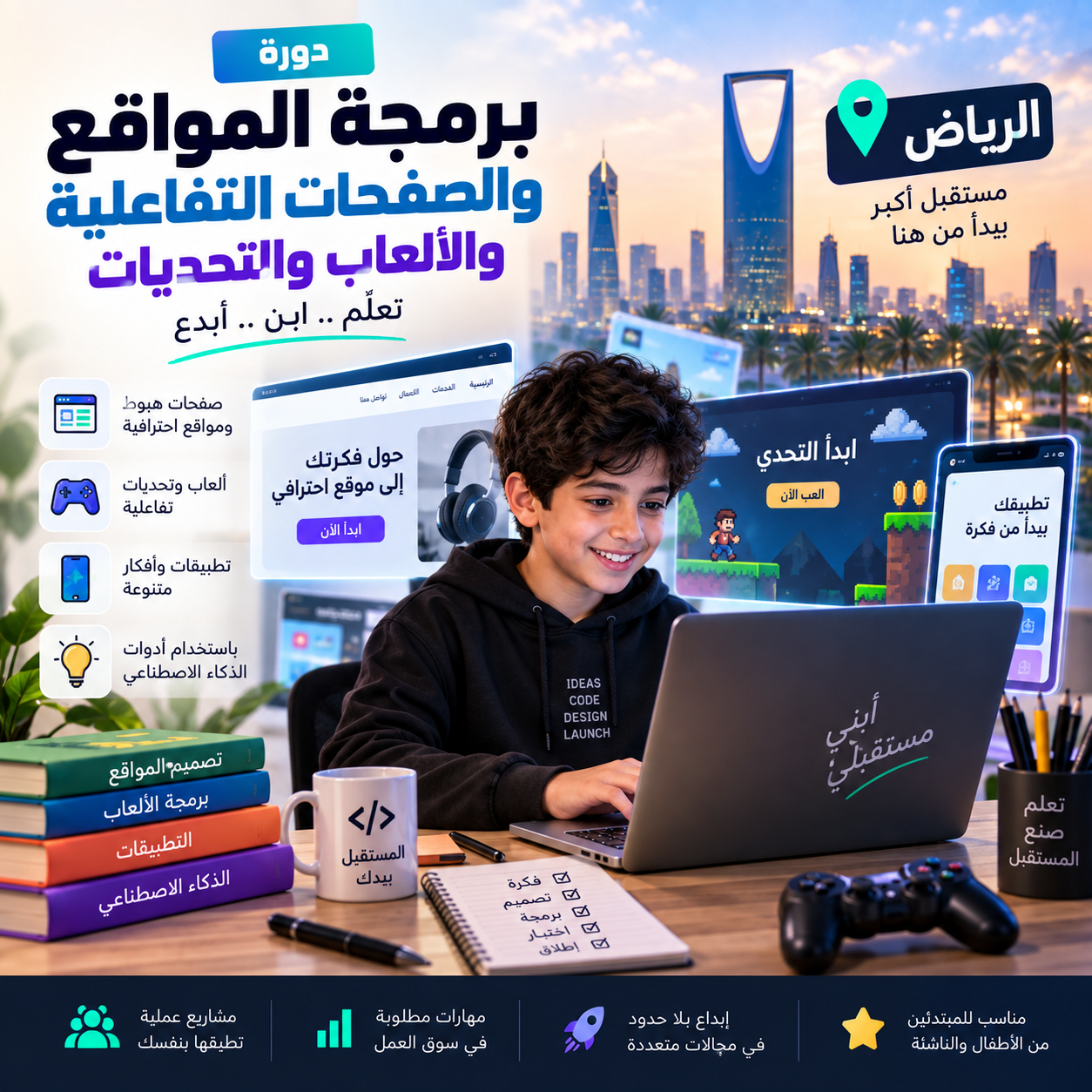 دورة البرمجه الاشبال (الرياض) للاعمار من 12 حتى 16 عام