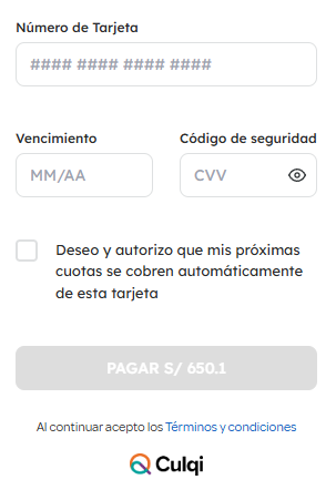 Formulario Culqi