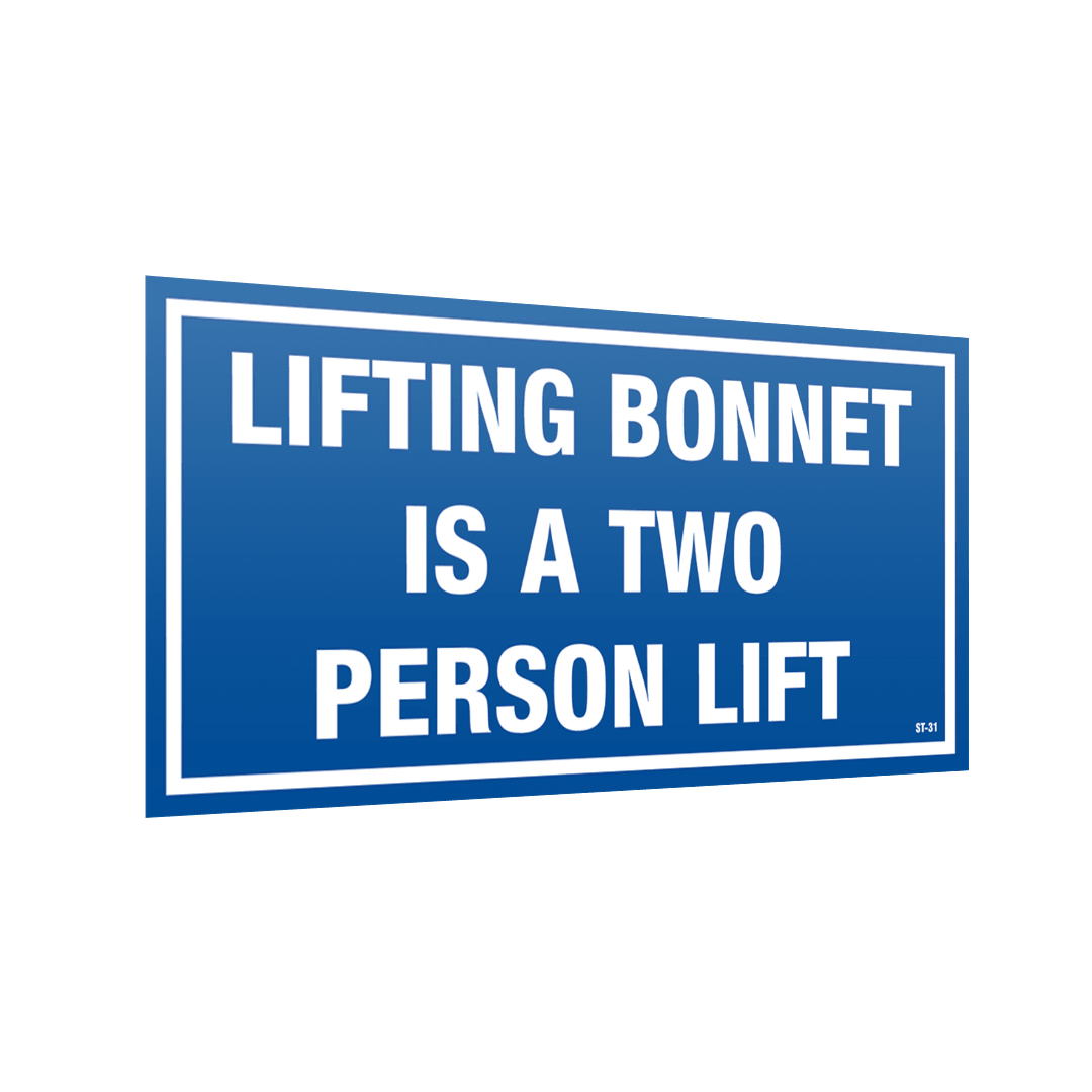 XCELR8® 150mm x 75mm Lifting Bonnet Is A Two Person Lift Sticker (Blue) 