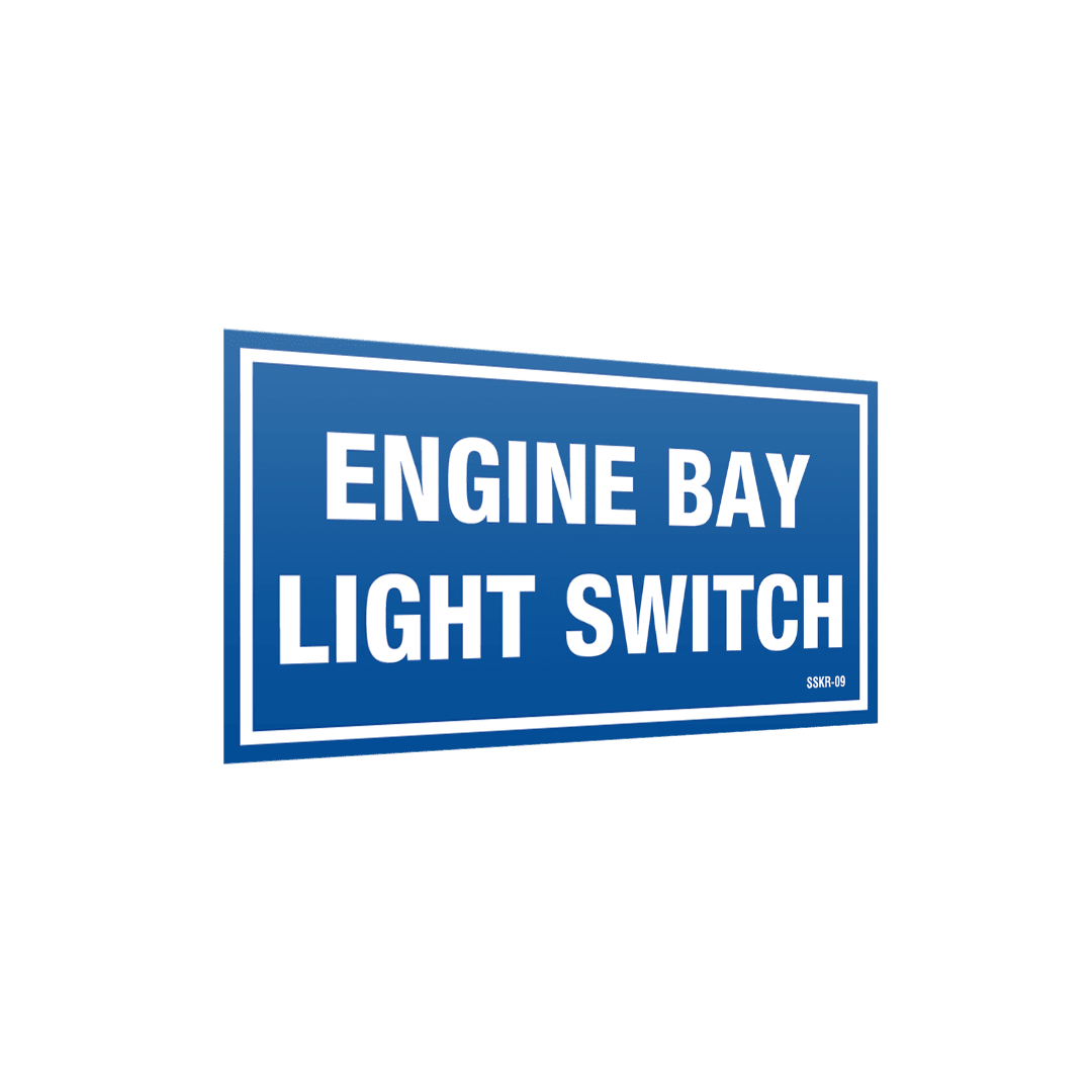 XCELR8® 100mm x 50mm Engine Bay Light Switch Sticker (Blue) 