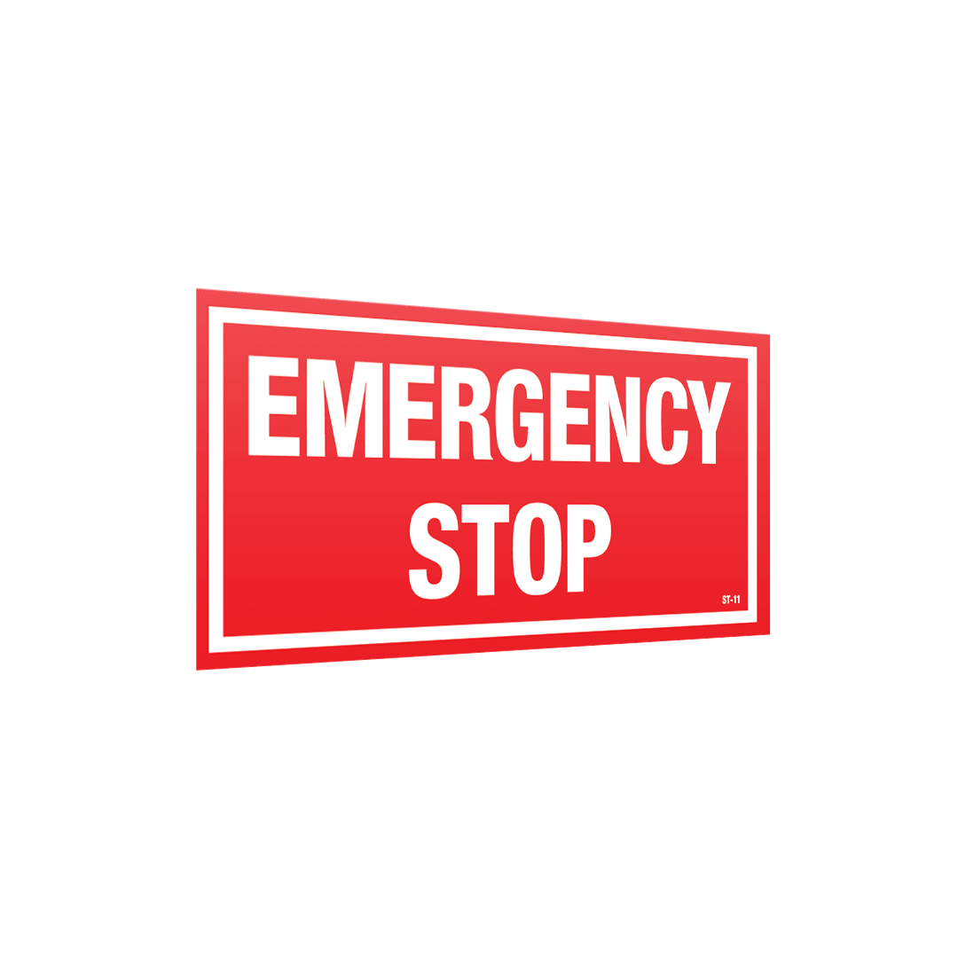 XCELR8® 100mm x 50mm Emergency Stop Sticker (Red) 