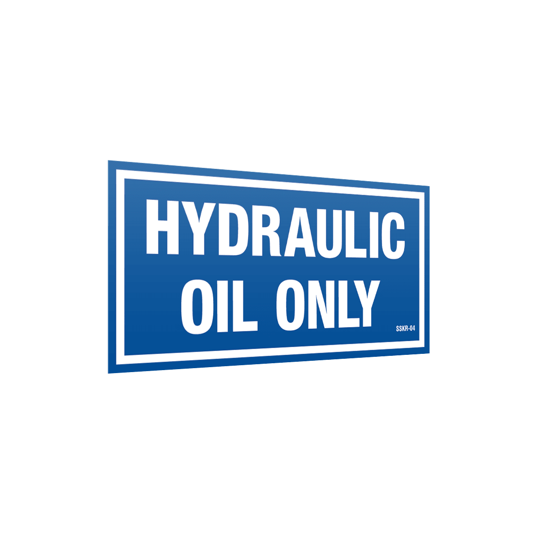 XCELR8® 100mm x 50mm Hydraulic Oil Only Sticker (Blue) 