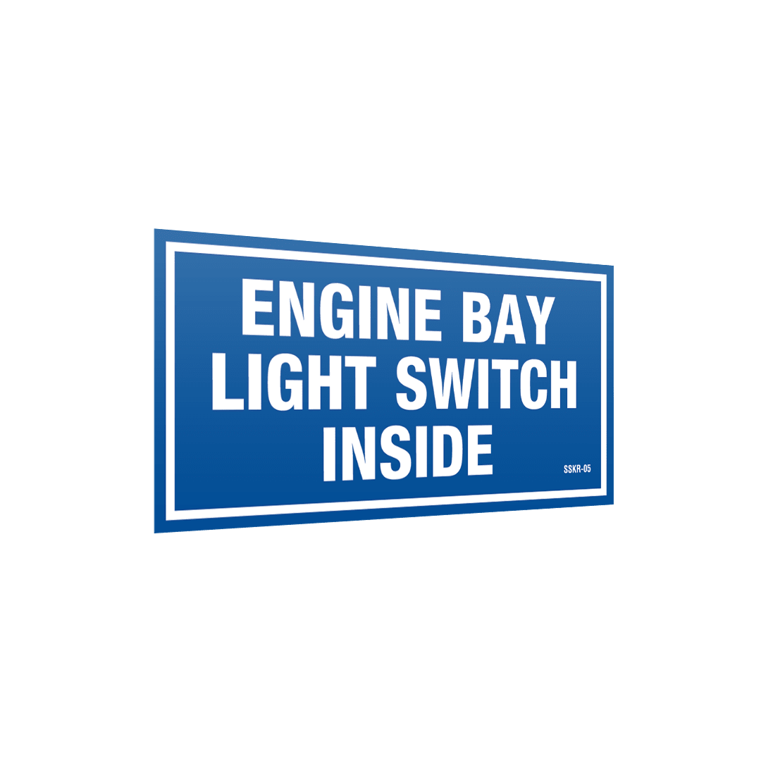 XCELR8® 150mm x 75mm Engine Bay Light Switch Inside Sticker (Blue)
