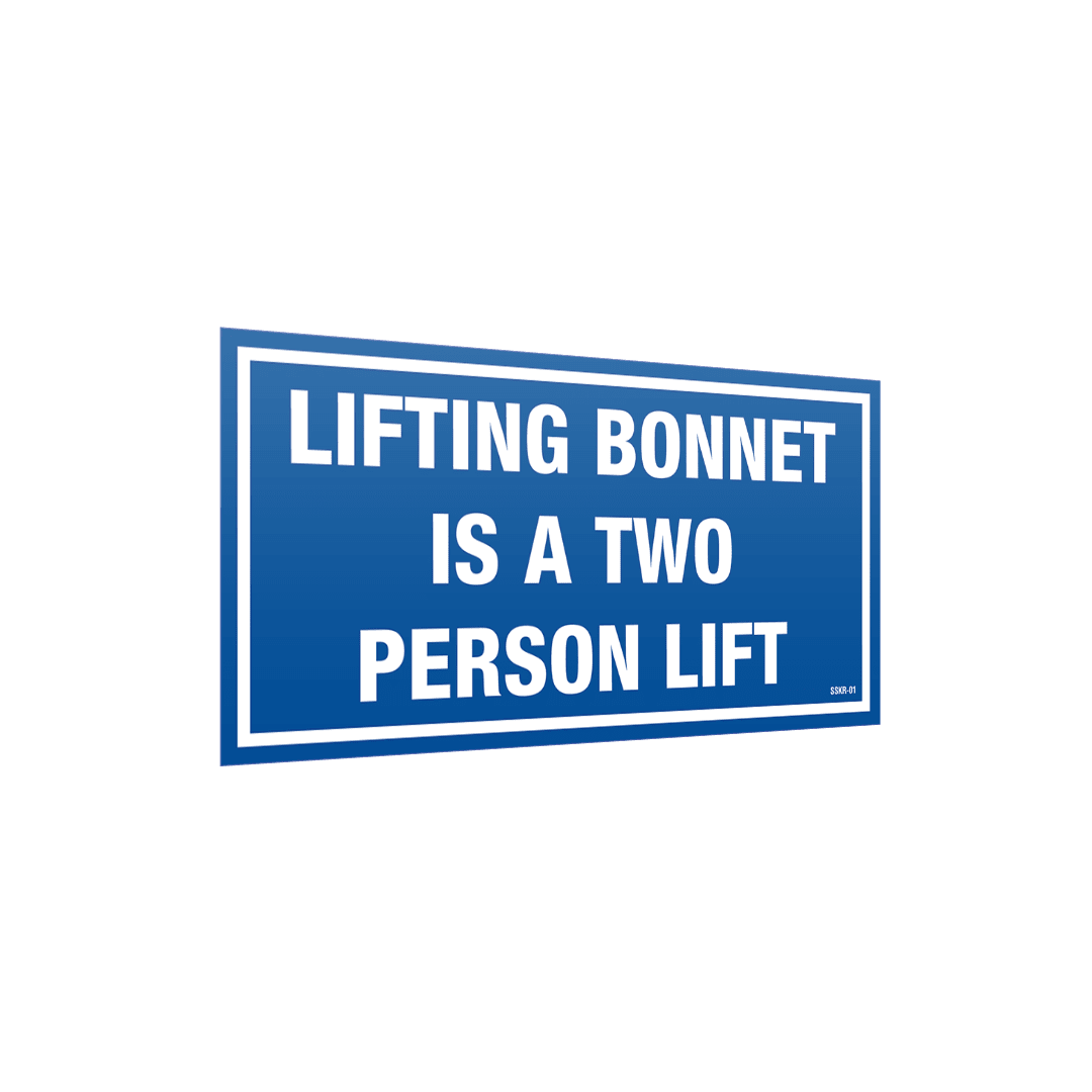 XCELR8® 100mm x 50mm Lifting Bonnet Is A Two Person Lift Sticker (Blue) 