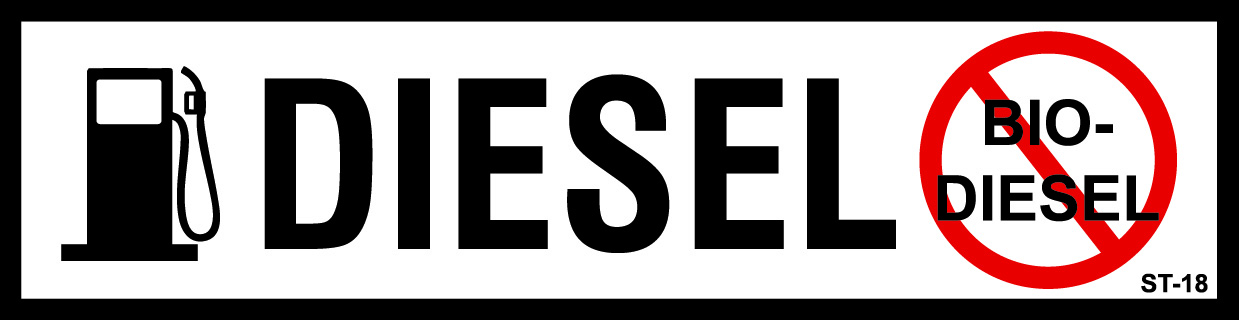 XCELR8® 109mm W x 28mm H Diesel Only No Bio Diesel Sticker (White) Hi-tack vinyl UV laminated. 