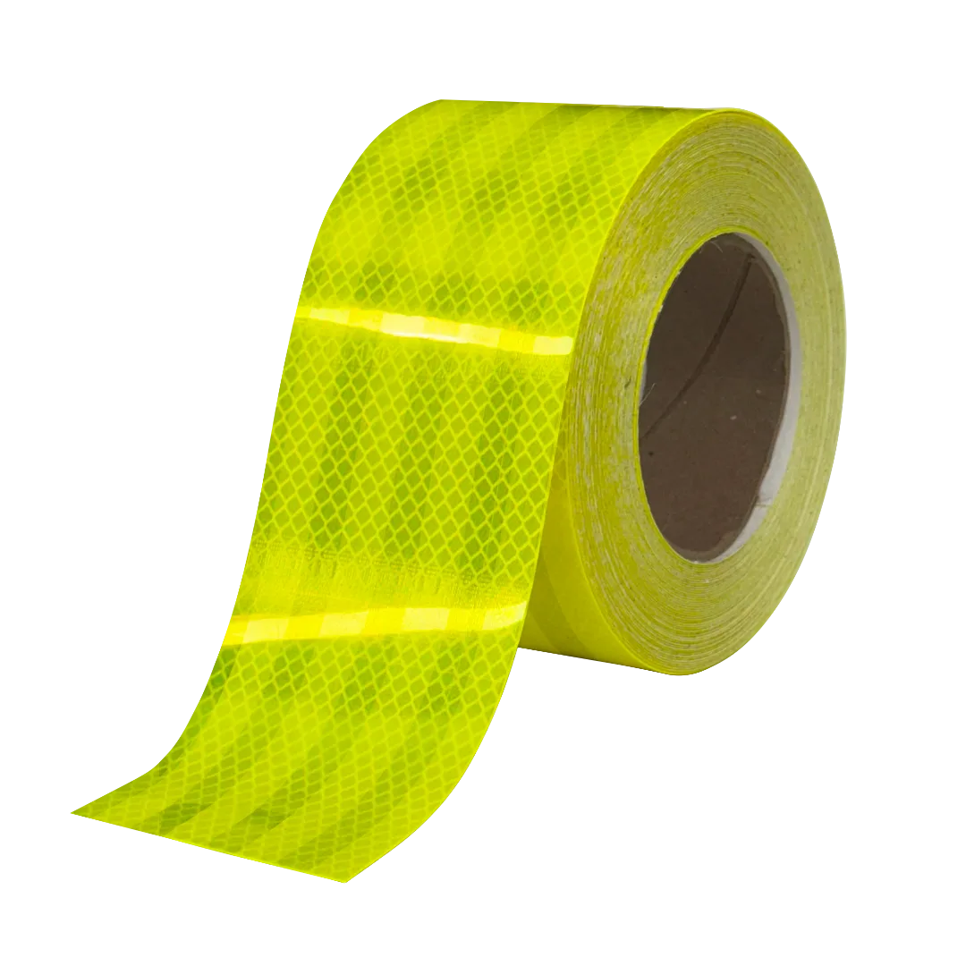 3M™ Diamond Grade™ 75mm x 15m Fl.y/gn Edge-Sealed Striped Reflective Tape