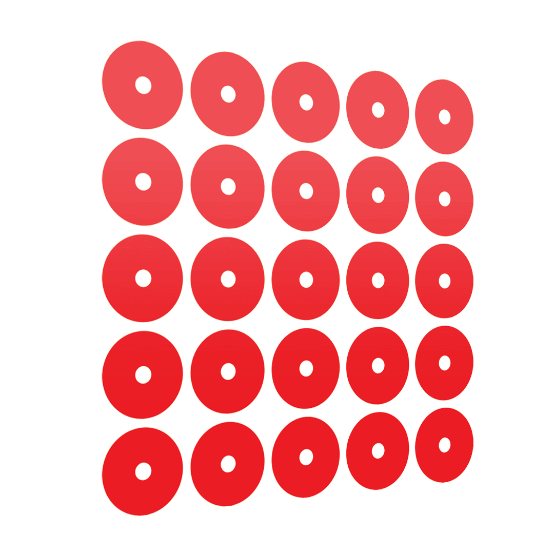 XCELR8® 50mm OD, 10mm ID x 25 Grease Point Locator Circles (Red Cut Vinyl)  - Image 2