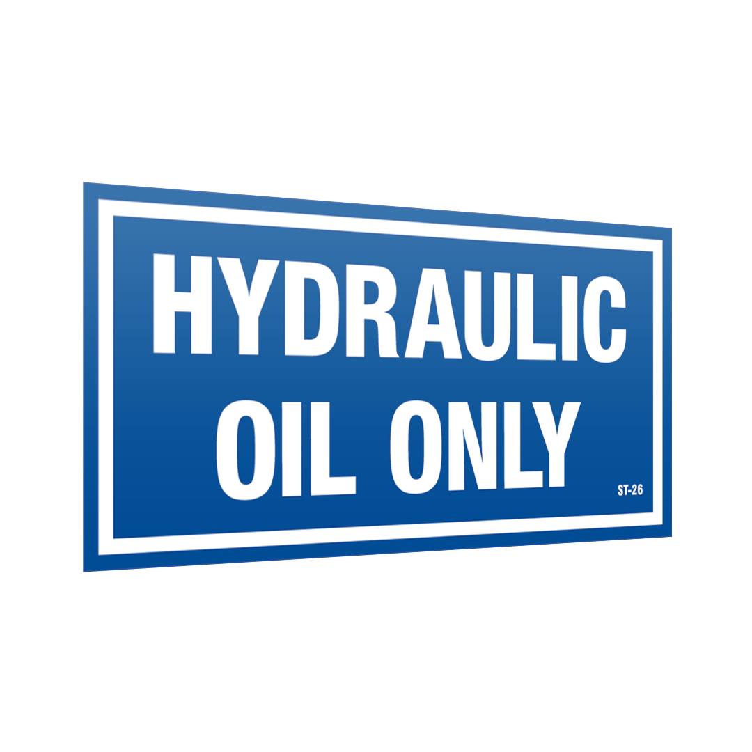 XCELR8® 100mm x 50mm Hydraulic Oil Only Sticker (Blue) 