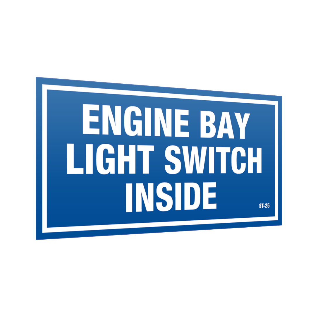 XCELR8® 150mm x 75mm Engine Bay Light Switch Inside Sticker (Blue)