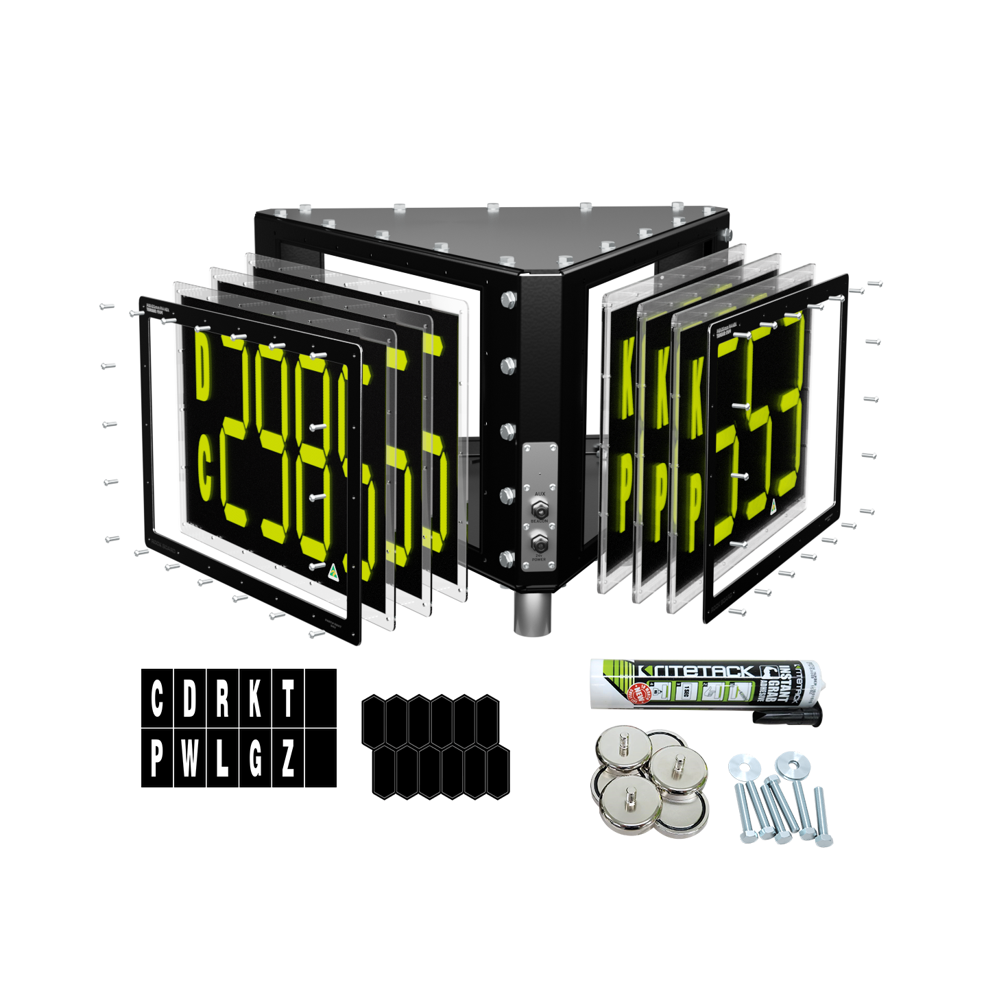 Rock Board® RBHT Triangle Changeable Alpha-Numeric 2 Letter, 3 & 4 Number LED ID Sign - Image 4