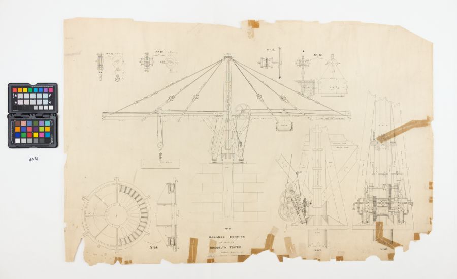 Brooklyn Bridge Drawing no. 2031, Balance Derrick ca. 1870