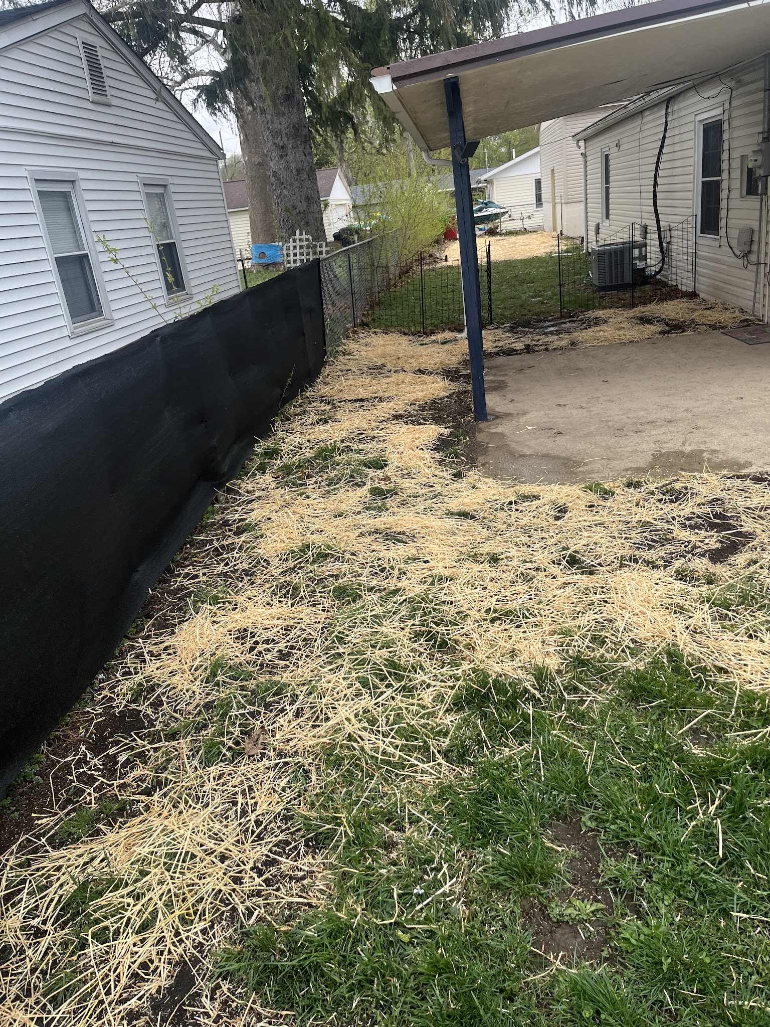 Crisp mulch edge along a fence line in Champaign-Urbana, IL