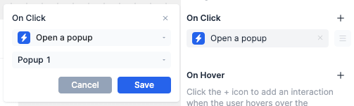 Open A Popup action