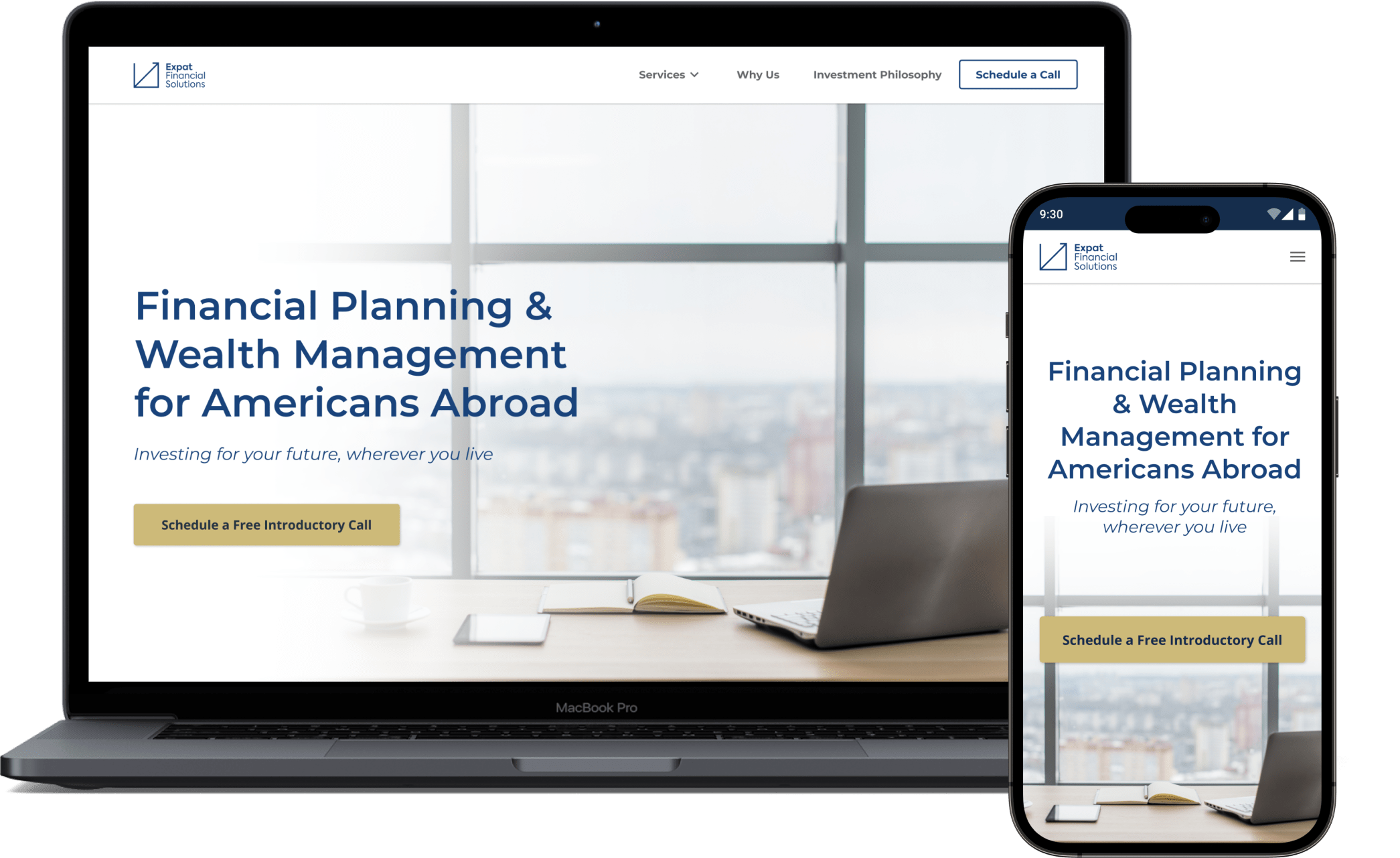 Desktop and mobile mockups of tax website