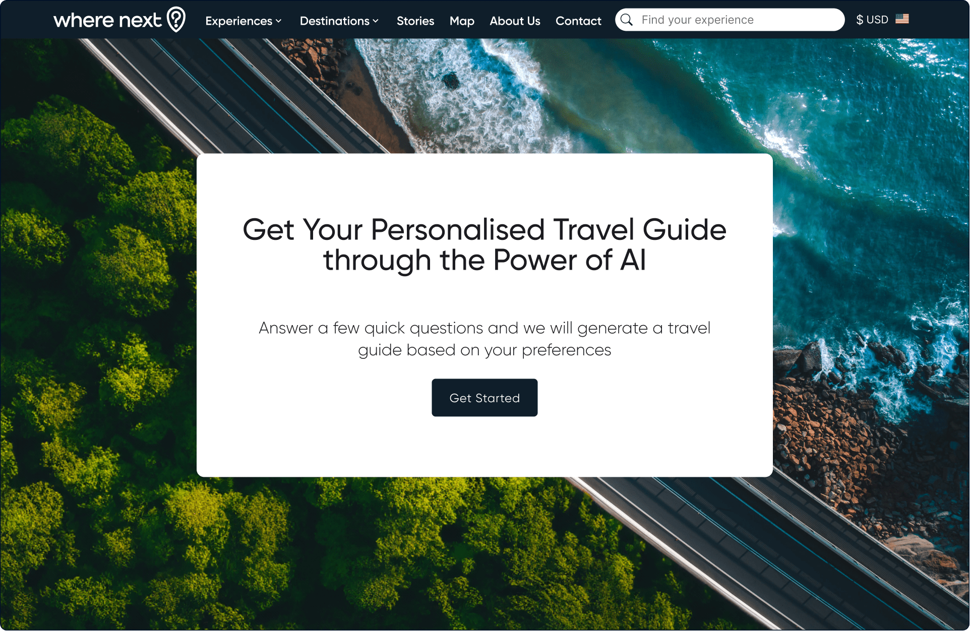 Travel guide landing page design