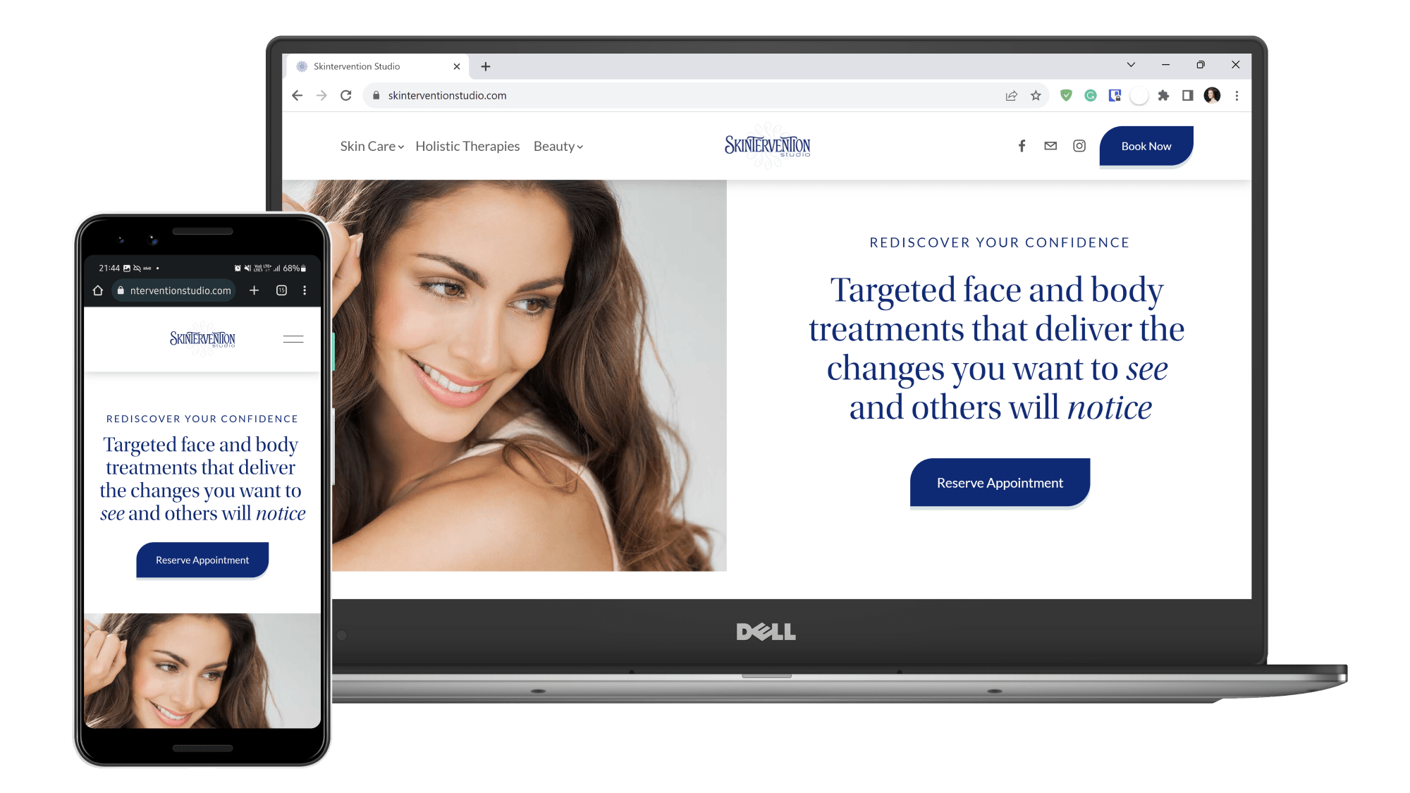 Mockups of skincare website