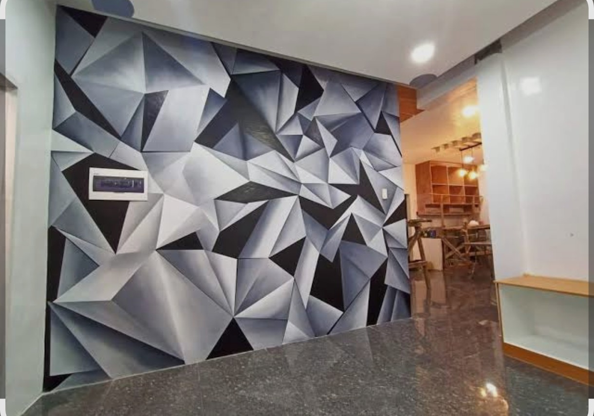 Black & Silver Polygon Art
